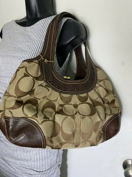 Coach Shoulder Bag Medium Msrp Tan Brown Jacquard Fabric Tote