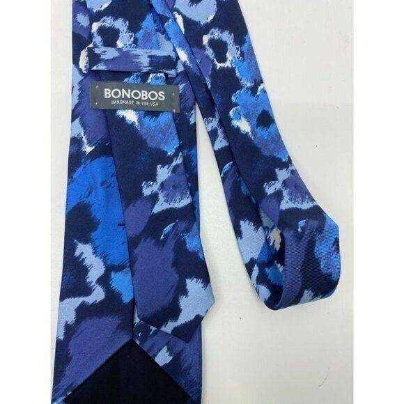 New! BONOBOS Navy Blue White Premium Neck Tie
