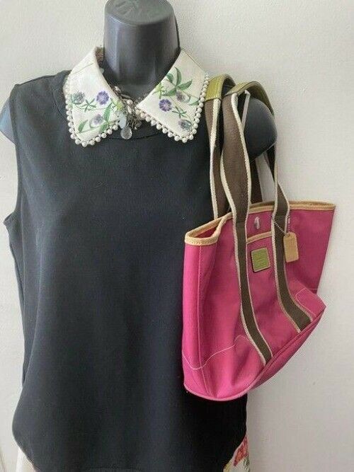coach large pink nylon shoulder bag