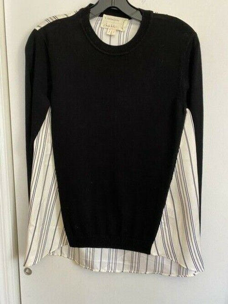 nicole miller black ls knit color contrast msrp blouse