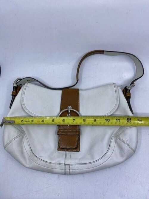 coach white brown leather shoulder bag