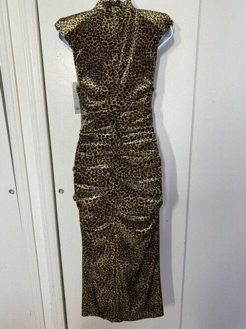 nicole miller brown yellow new animal print velvet msrp