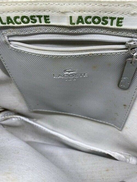 Lacoste Rare Alligator White Canvas Shoulder Bag