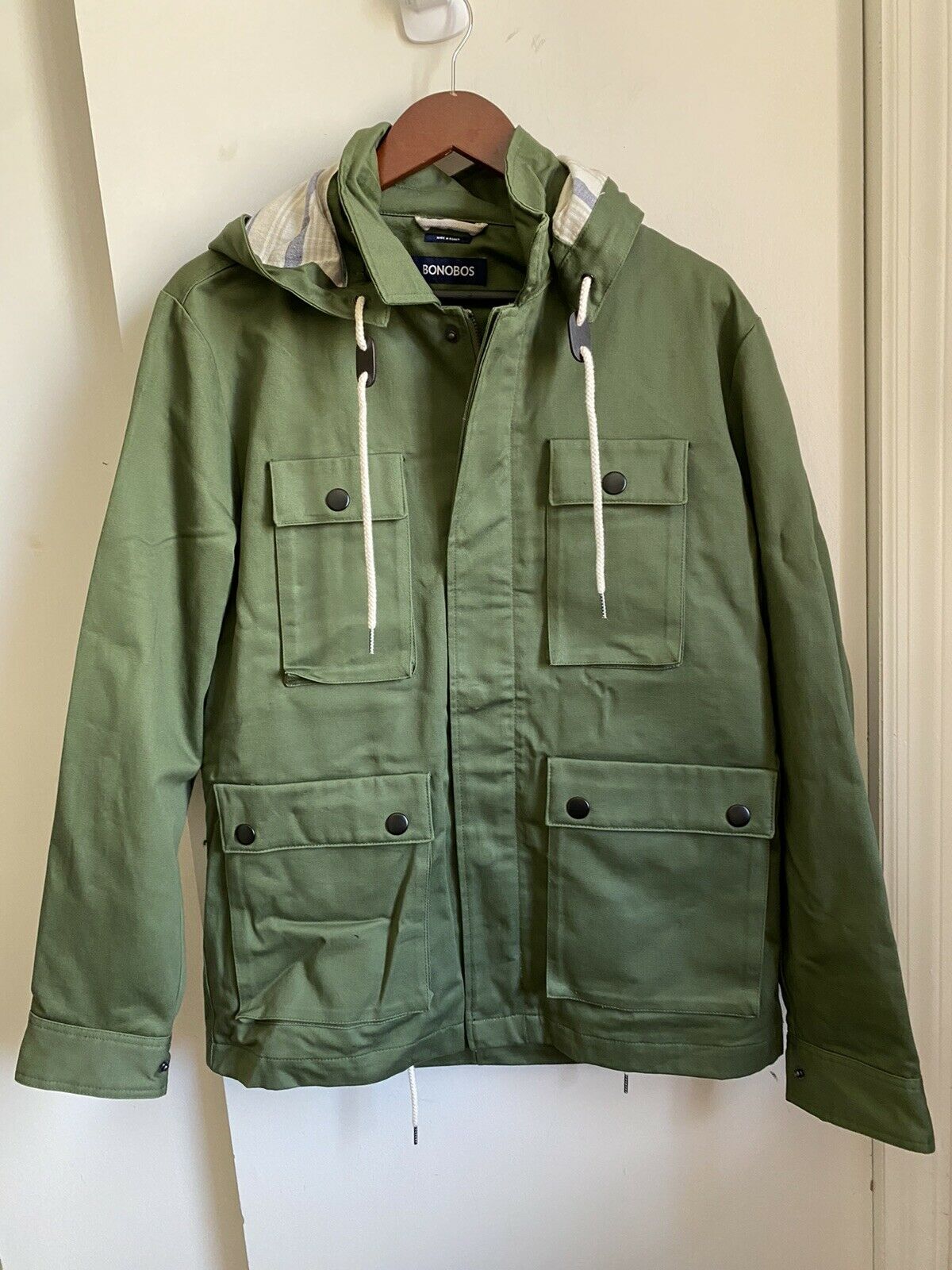 New! BONOBOS Field Jacket W/ Hoodie Olive Size Medium