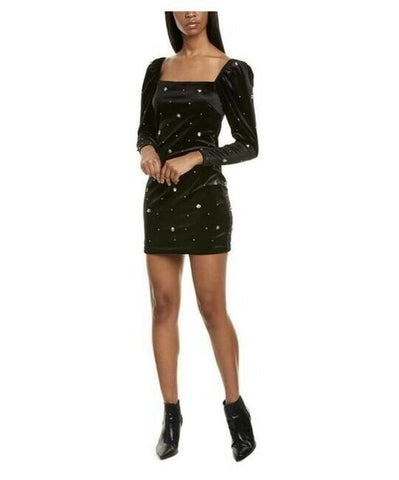 nicole miller black new velvet embellished msrp short formal dress