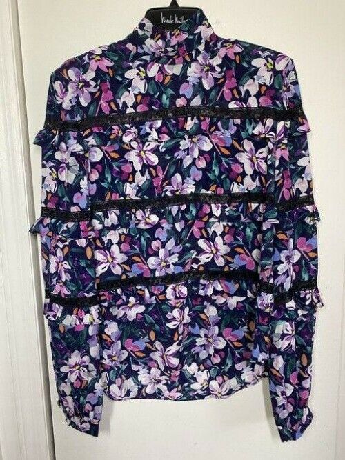 nicole miller multicolor new ls floral msrp sample small blouse