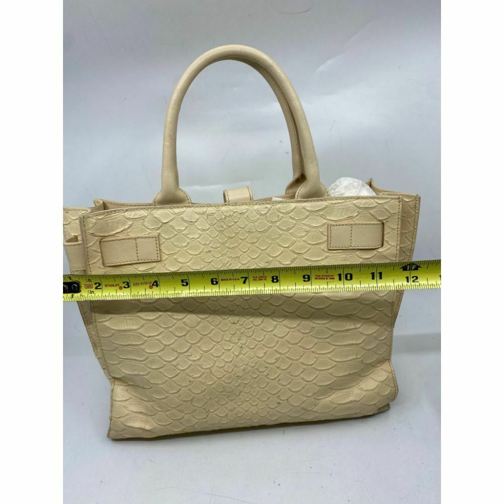 FURLA Croc Embossed Beige Leather Handbag Excellent!