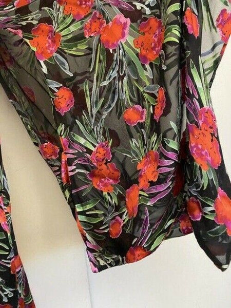 nicole miller black green red new floral burn out tops msrp tunic