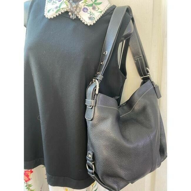 Coach Large Black Leather Hobo Bag