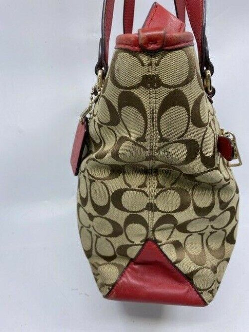Coach Medium Tote Msrp Beige Tan Jacquard Fabric Shoulder Bag