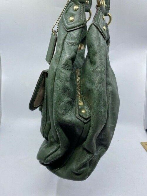 coach vintage dark green leather shoulder bag