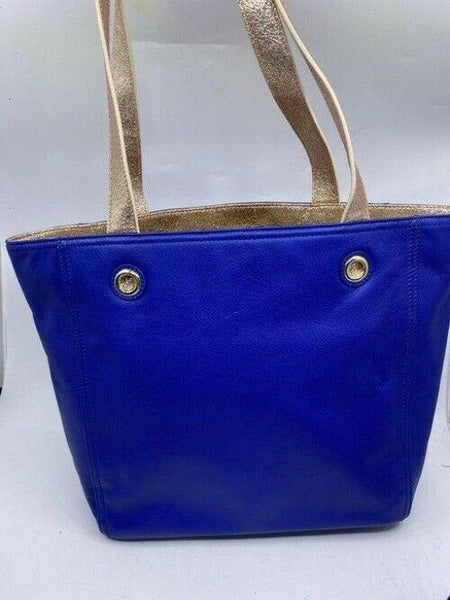 Nicole Miller Shopping Nwot Msrp Blue Leather Tote