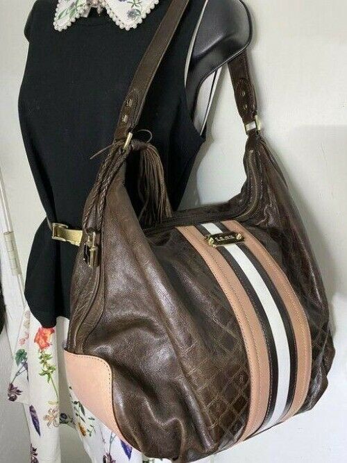 lamb l large brown leather shoulder bag