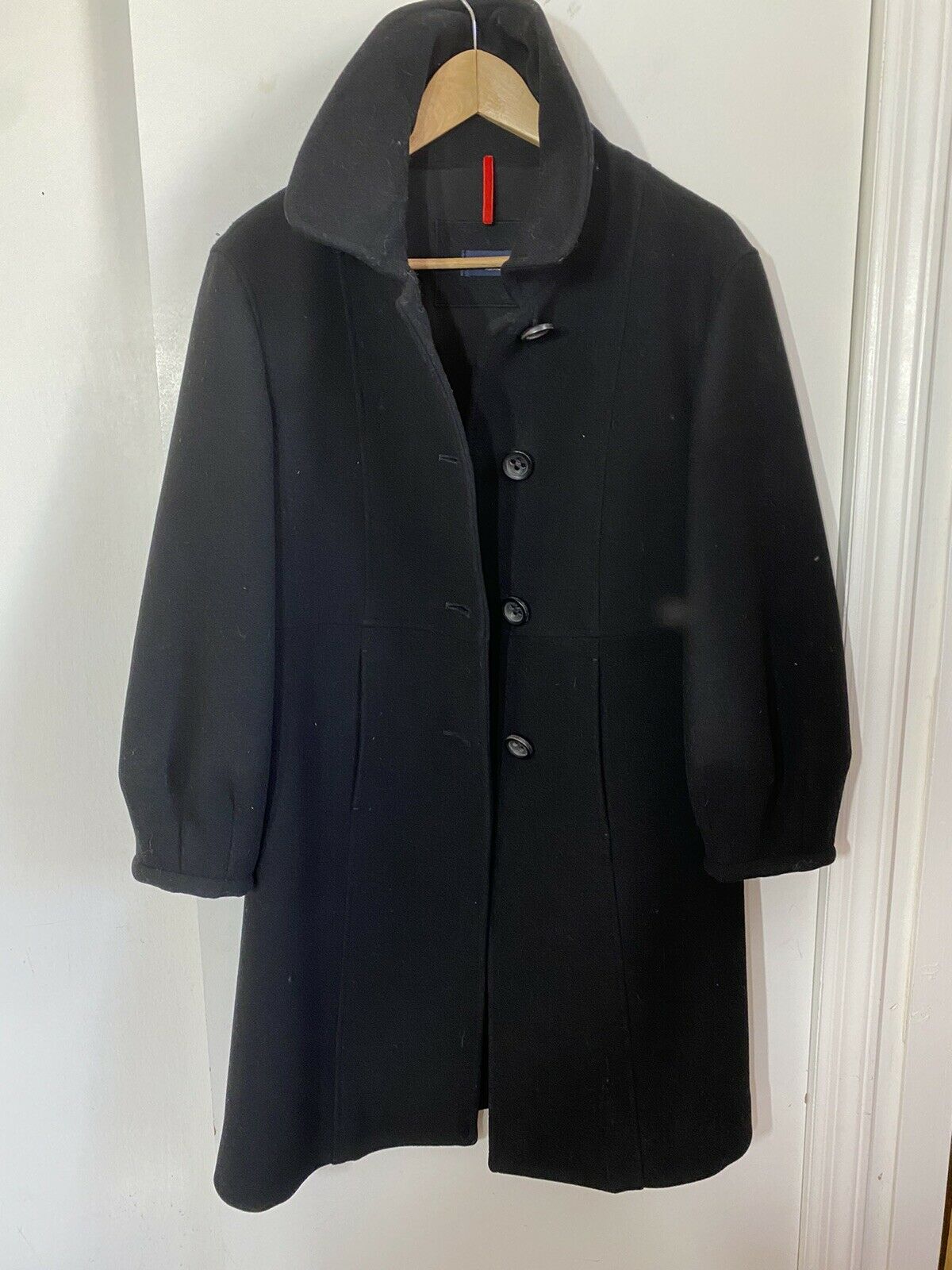 Msrp 2,400 PIAZZA SEMPIONE Black Wool Pea coat Jacket size 42 Small 6