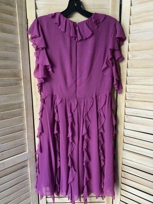 Nicole Miller Purple New Waterfalls Ruffles Msrp Small Short Casual Dress