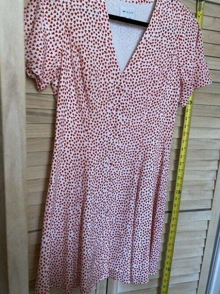 milly red white new heart printed msrp short formal dress