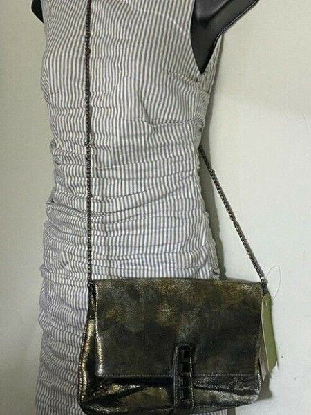 Nicole Miller Msrp Black Gold Leather Cross Body Bag