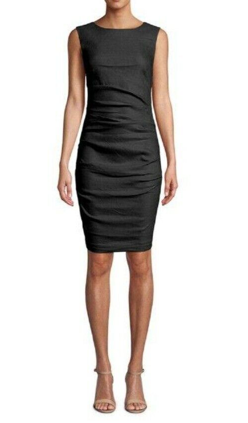 nicole miller black new ruched linen msrp