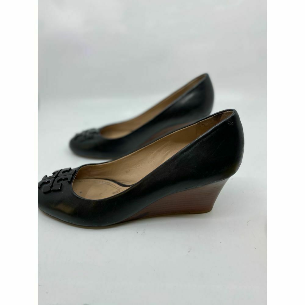 TORY BURCH Black Tan Flat Wedges Shoes Size 8.5
