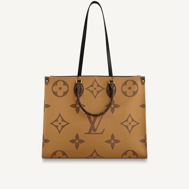 louis vuitton onthego browntan monogram canvas shoulder bag