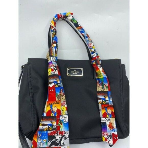 KATE Spade Black Nylon Tote W/ Looney Tunes Tie