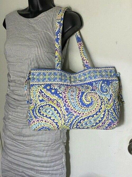 Vera Bradley Large Quilted Blue Purple Yellow White Shoulder Bag