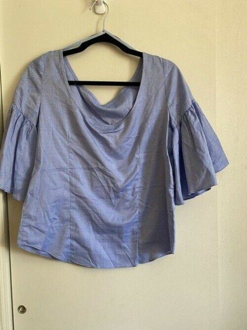 milly blue new women s bell sleeve woven msrp blouse