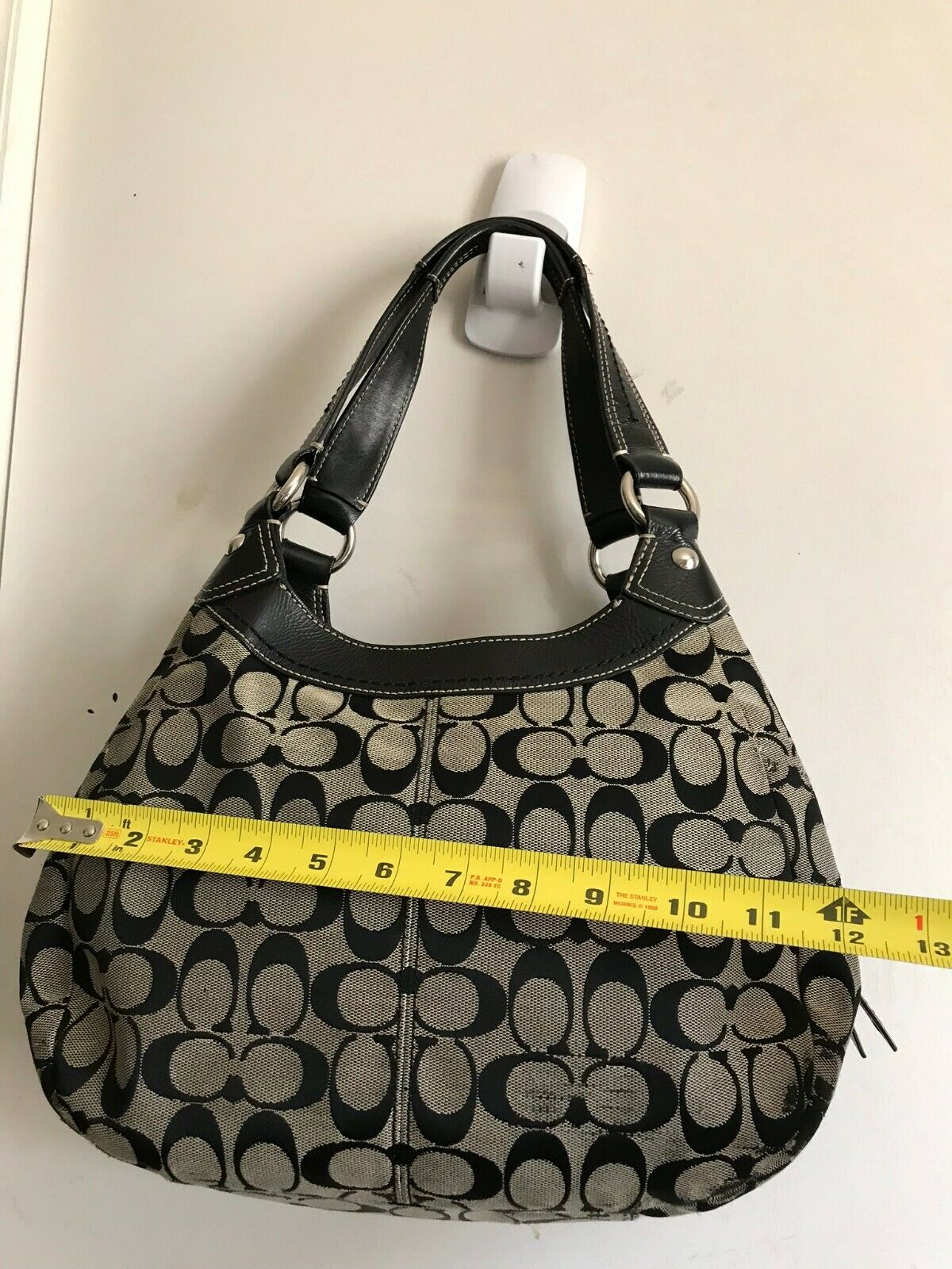 Coach Black Fabric Signature hand bag