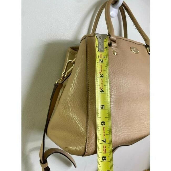 coach medium w adjustable strap tan leather cross body bag