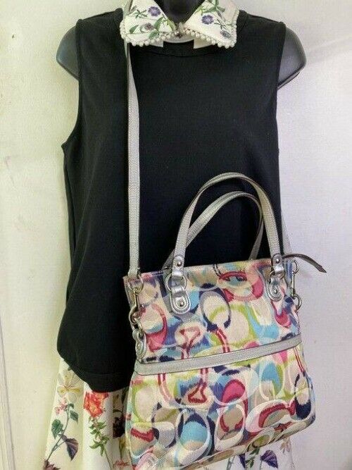 coach bag large multicolor fabric tote