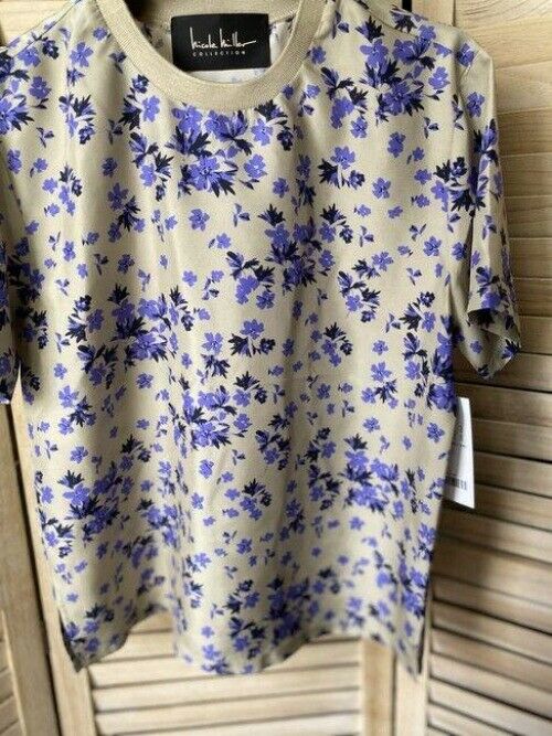 nicole miller purple tan and pants set small msrp tee shirt