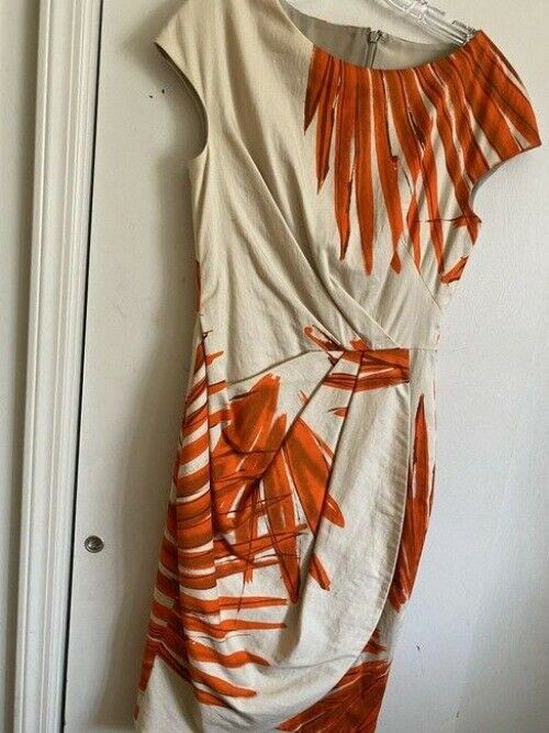 Lela Rose Orange Beige Symmetrical Small Short Casual Dress