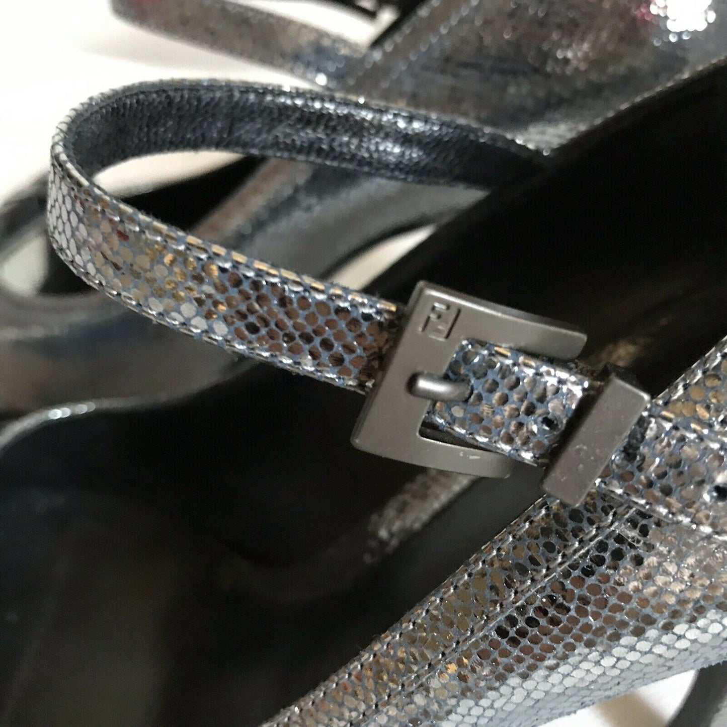 FENDI Pewter High Heel Peep Toe 37
