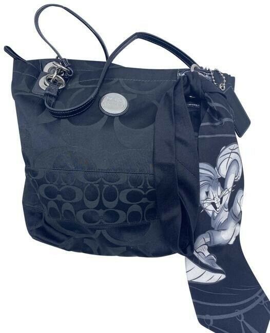coach w w detachable specialty tie accent black shoulder bag