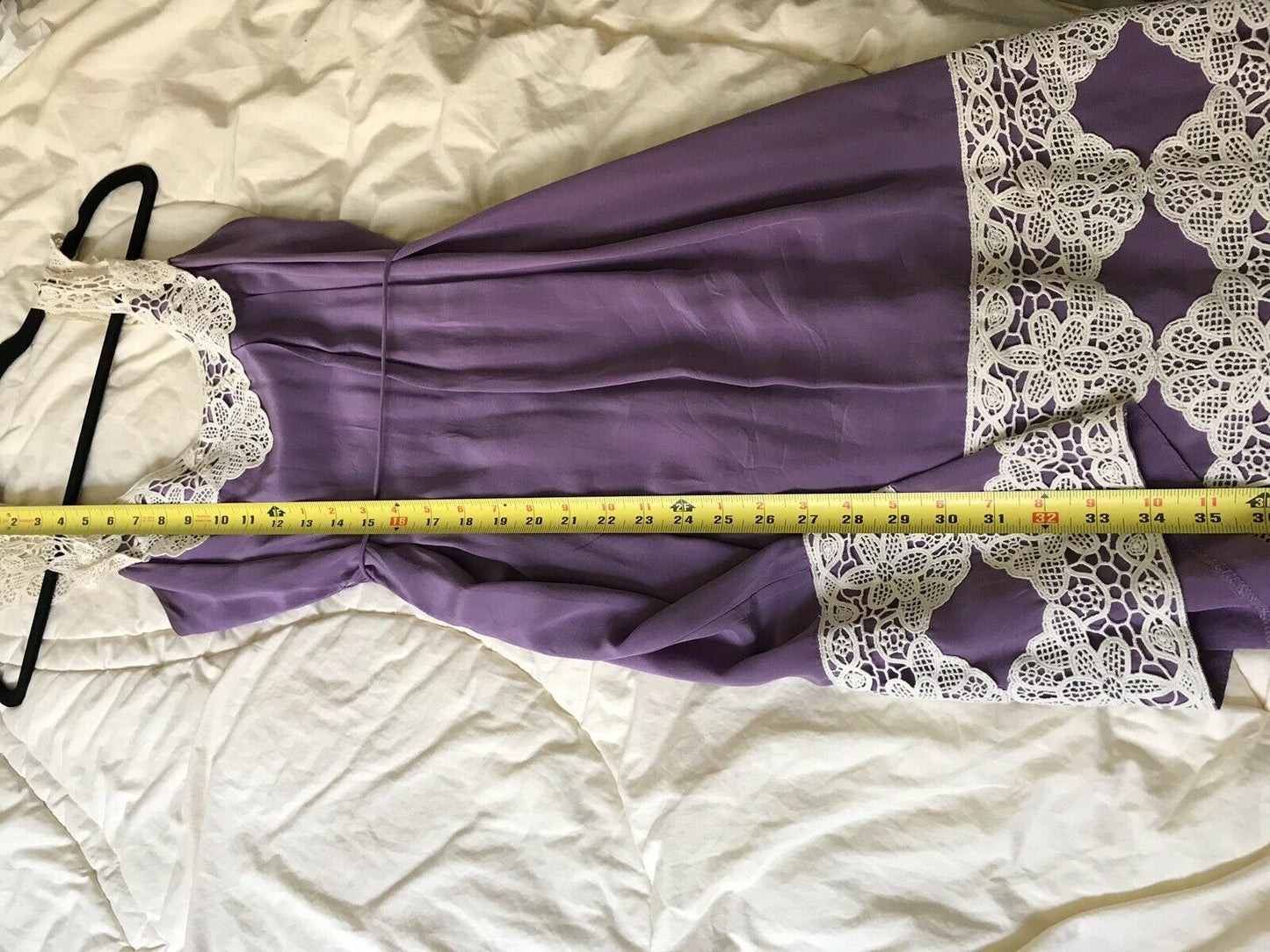 Milly Purple Silk Slip Dress With Crochet Trim Sz 4
