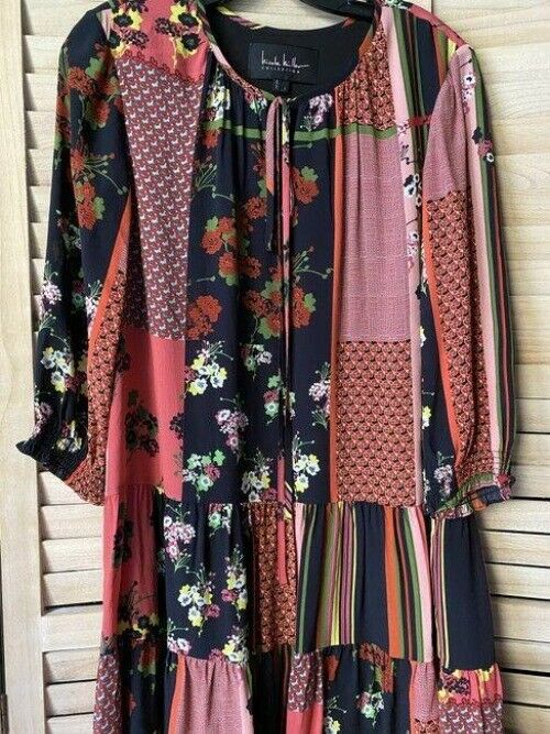 Nicole Miller Black Red Pink New Floral Msrp Short Casual Dress