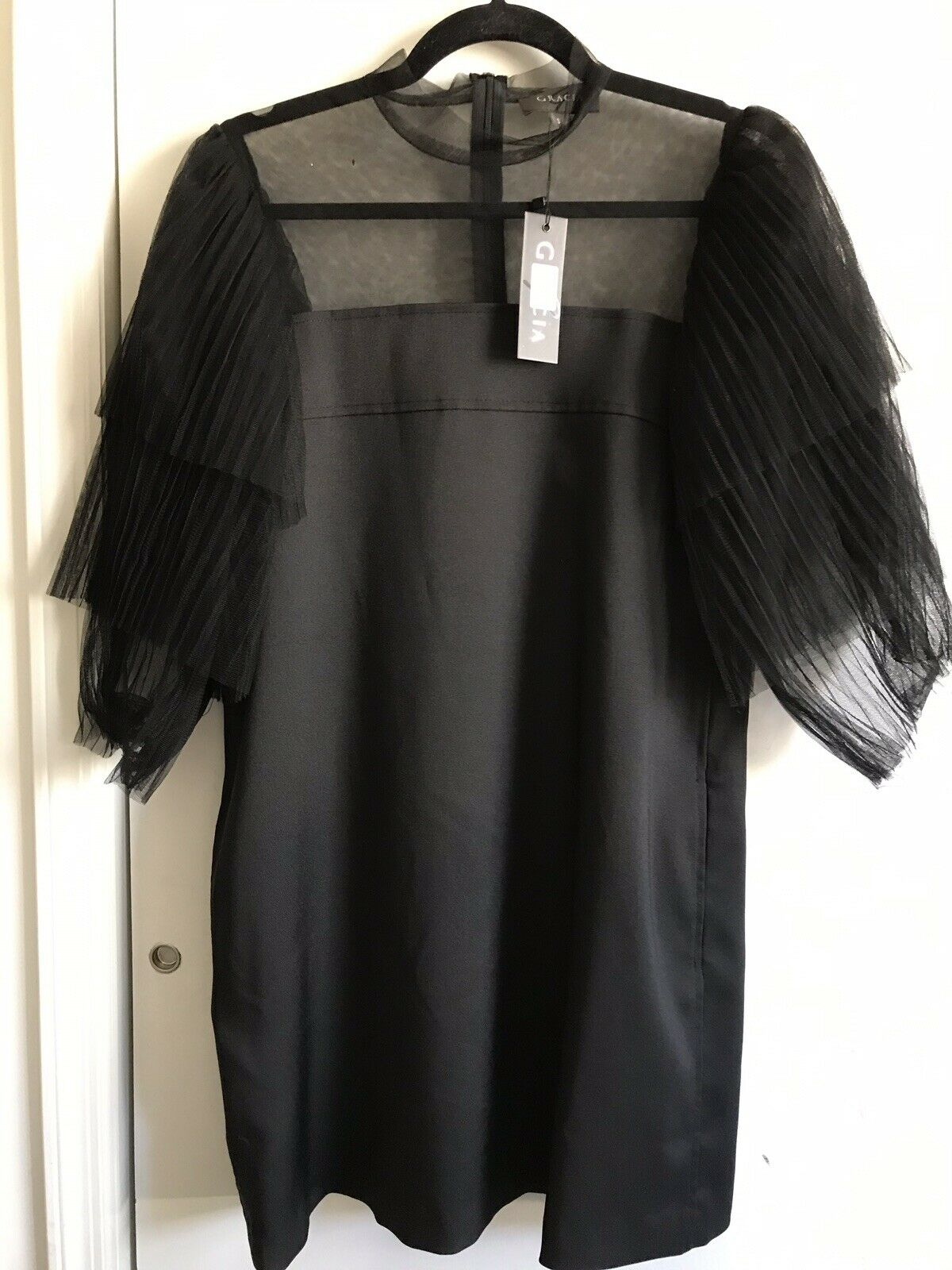 NWT! GRACIA Black Dress W/ Puff Sleeves