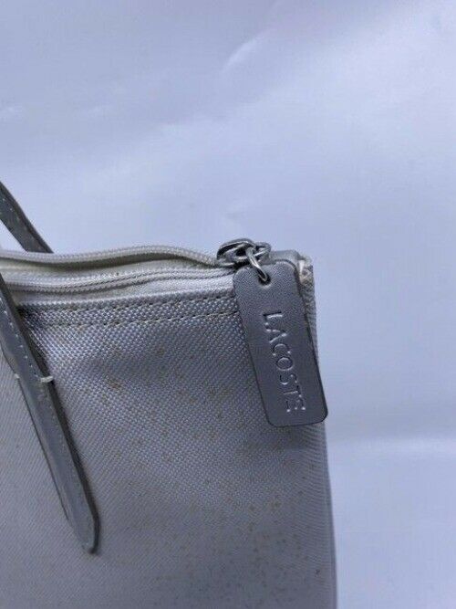 Lacoste Rare Alligator White Canvas Shoulder Bag