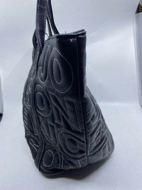betsey johnson bag black white leather tote