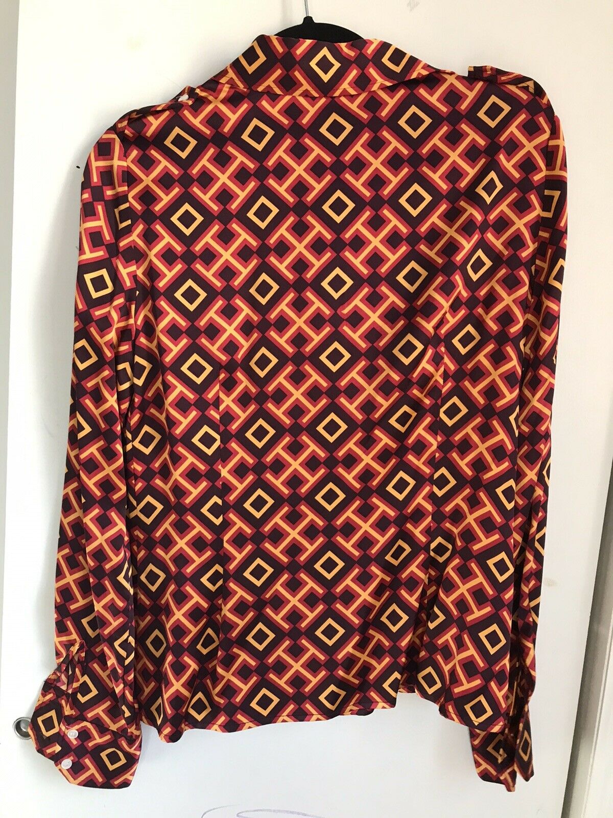 TORY BURCH All Over Logo Silk Top Size 6