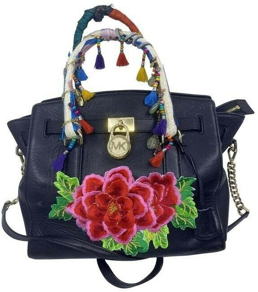 Michael Kors shoulder bag w handshoulder customized by me w applique black red g