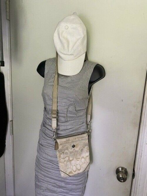 Coach Simple Beige Fabric Cross Body Bag