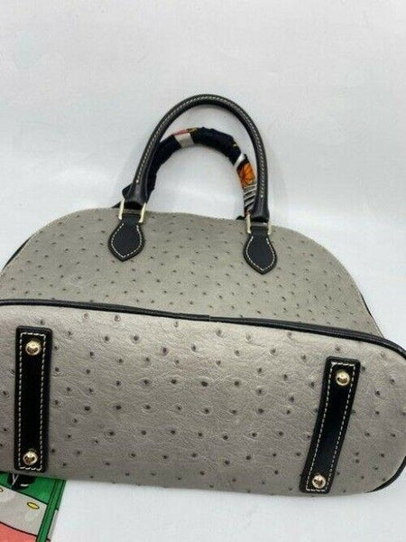 dooney and bourke w ostridge print removable tunes tie sash gray leather shoulde
