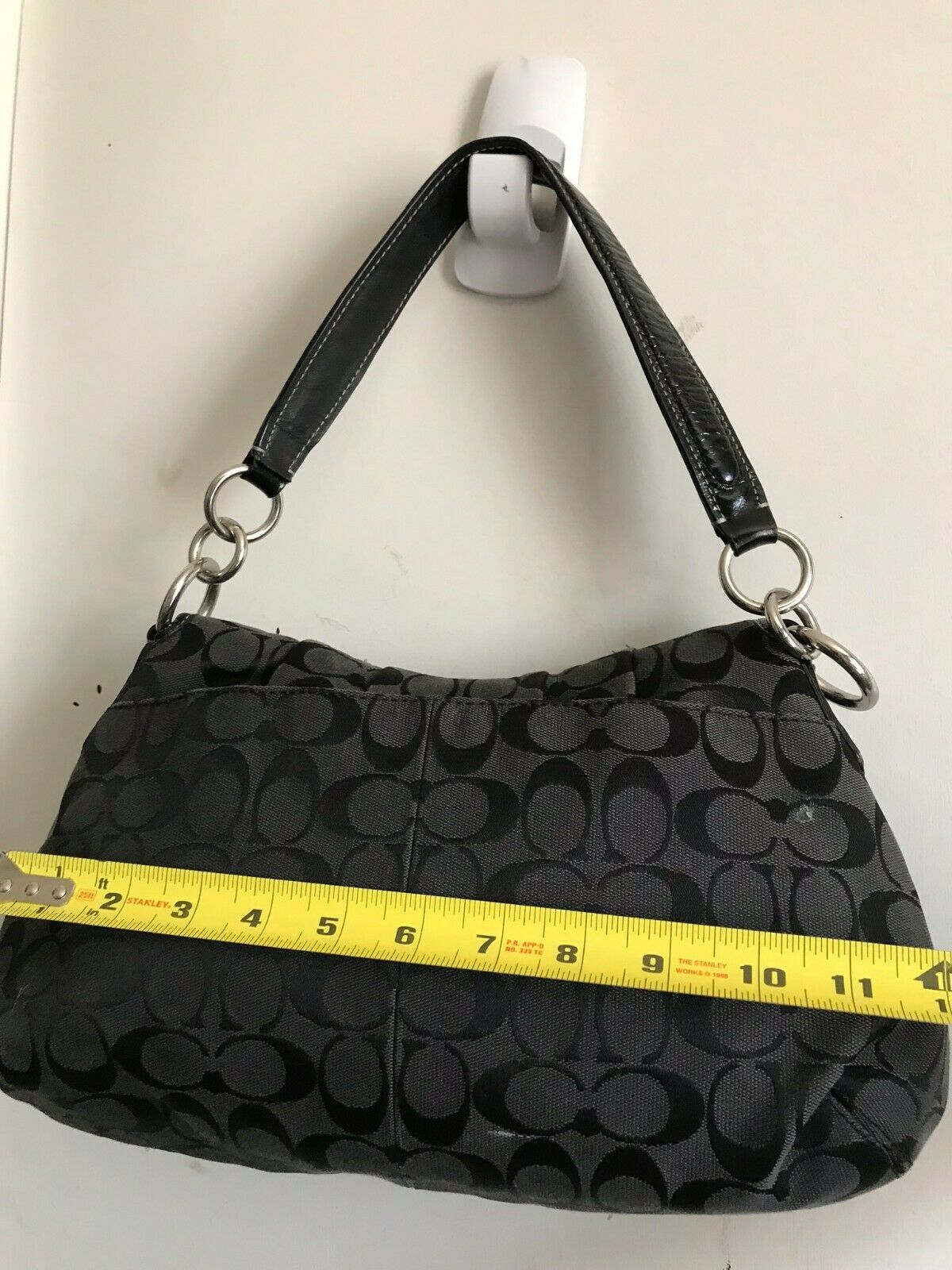 Coach Black Fabric Signature hand bag
