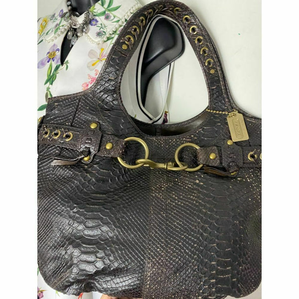 COACH Animal Embossed Leather Brown Shoulder Bag Amazing!
