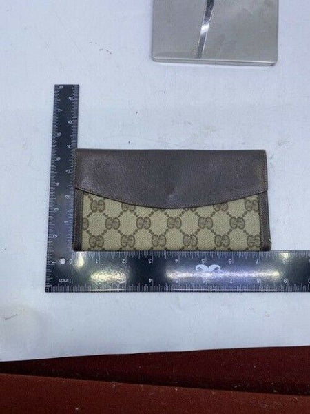 Gucci Brown Long Vintage Canvas Wallet