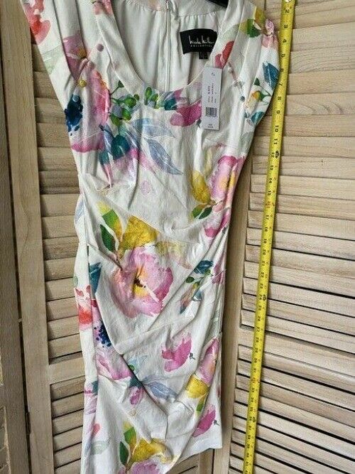 Nicole Miller white pink floral msrp mid length short casual dress