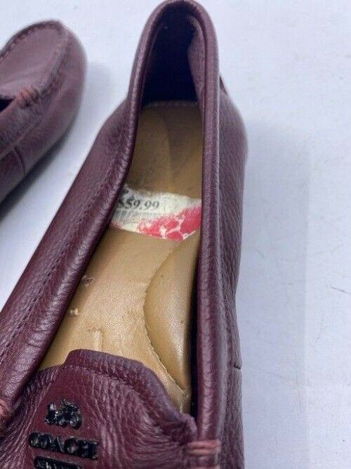 Coach Maroon Leather Slip On Flats Size Us