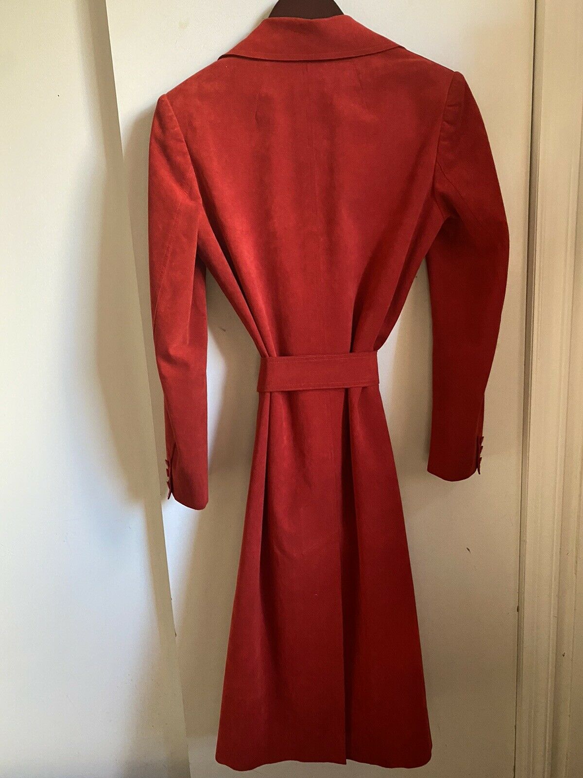 No brand Tailored Suede Red Long Coat Size Small