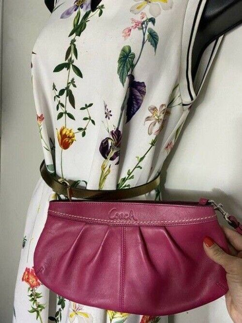coach purple leather mini purse cosmetic bag